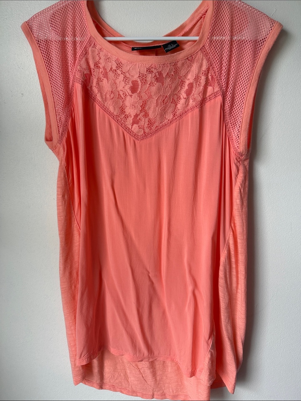 DKNY Coral Lace & Mesh Sleeveless Tank